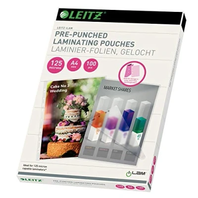 Image of Leitz iLAM A4 125 Micron Pre Punched Laminating Pouch (Pack of 100)