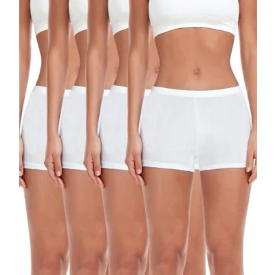 Image of wirarpa Women&#039;s Boyshort Panties Ladies Safety Boxer Briefs Anti Chafing Cotton Underwear with Crotch 4 Pack White Size M