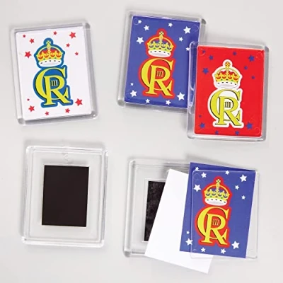 Image of Baker Ross CN116 Kings Coronation Commemorative Magnets Pack of 6, for Parties and Party Bag Fillers
