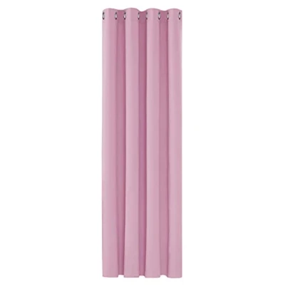 Image of Deconovo Nursery Curtain Short Thermal Insulated Blackout Ring Top for Bedroom 52&quot;x 54&quot; Pink 1 PANEL