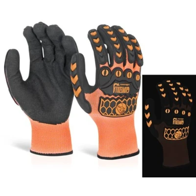 Image of Glovezilla Glow In The Dark Foam Nitrile Glove Orange Medium