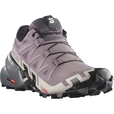 Image of SALOMON Women&#039;s Speedcross 6 Sneaker, Moonscape/Black/Ashes of Roses, 6.5 UK