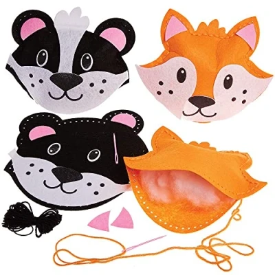 Image of Baker Ross FX154 Fox and Badger Cushion Sewing Kits Pack of 2, Introduction to Textiles for Kids, Arts Crafts Kids