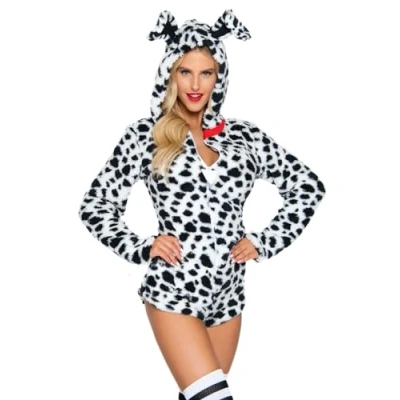 Image of Leg Avenue 86951 00702 Darling Dalmatian Adult Sized Costumes, White, Black, M