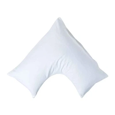 Image of HOMESCAPES Luxury Soft Linen V Shaped Pillowcase Plain White Textured Natural French Flax Fibre &amp; Pure 100% Cotton Blend