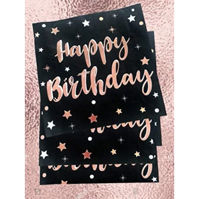 Image of Alandra Birthdays NAP HAPPY Table Napkin, Black &amp; Rose Gold