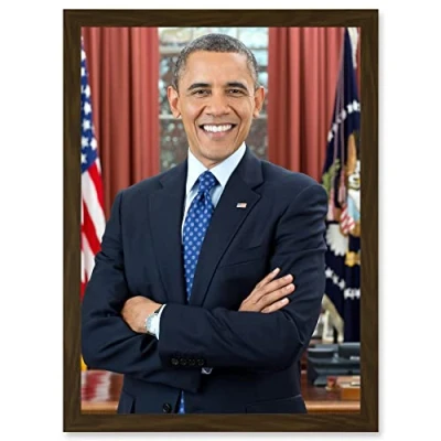 Image of Artery8 Us President Barack Obama Photo Souza Portrait A4 Artwork Framed Wall Art Print