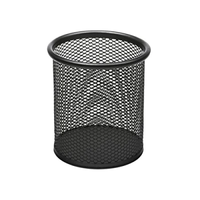 Image of OSCO Black Wiremesh Round Pen Pot Pencil Holder Desk Tidy Office Organiser Makeup Storage Cosmetics Display H10.4 x W9 D9 cm