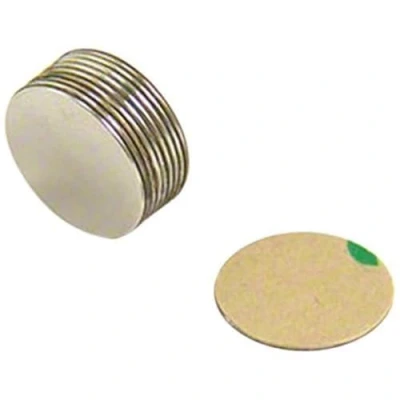 Image of first4magnets™ F290SA 10 Magnet Expert® Adhesive 15mm dia x 0.5mm thick N42 Neodymium 0.28kg Pull ( South ) Pack of