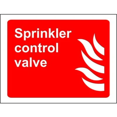 Image of Sprinkler control valve Fire Safety sign Self adhesive sticker 300mm x 200mm