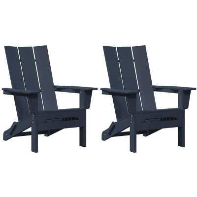 Image of vidaXL Foldable Adirondack Chairs 2 pcs Navy Blue 74.5x80.5x90 cm HDPE