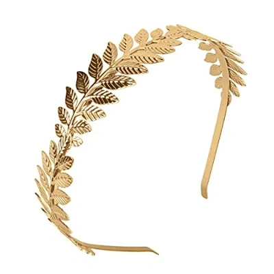 Image of Roman Leaf Crown,XCOZU Goddess Tiara Gold Band Crown of Leaves,Girls Greek Headband Bridal Headbands Laurel Headdress Boho Headpiece Hairband