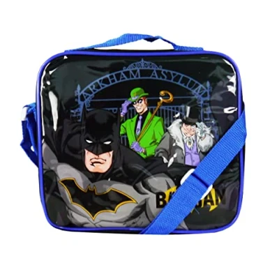 Image of CharacterOutlet Batman, Joker &amp; Penguin Children&#039;s Character Insulated Lunch Bag with Shoulder Strap Mesh Side Pocket