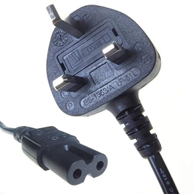 Image of Pro Elec PE01079 UK Plug to &#039;Figure 8&#039; Type mains Lead, Black, 1 m