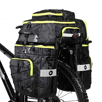Image of Rhinowalk Bike Bag Pannier Set, for Bicycle Cargo Rack Saddle Shoulder Laptop Professional Cycling Accessories 3 in 1 Green