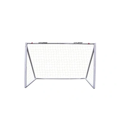 Image of Hy Pro Durable UPVC Football Goal 6ft x 4ft All Weather Resistant, High Impact with Locking Mechanism for Young Players Includes Anchor Pegs Stable Setup White