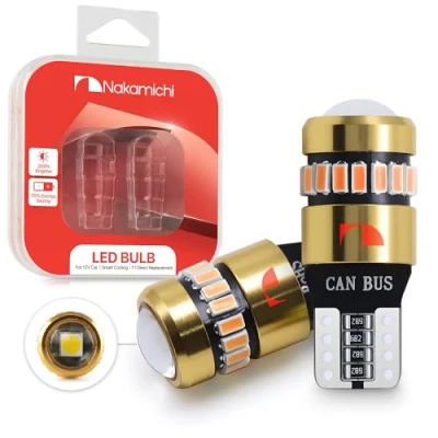 Image of Nakamichi T10 LED Light Bulb 168 2825 194 W5W Wedge 18+1 SMD 3014 Chipsets Replacement Bulbs Error Free for Car Interior Dome Map Door License Courtesy Dash Lights (Giallo Amber, 19 LEDs)
