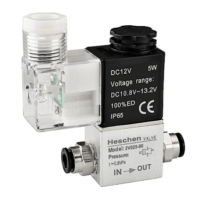Image of Heschen Electrical Pneumatic Solenoid Valve 2V025 08 12VDC PT1/4 2/2 Way Normally Closed IP65 CE