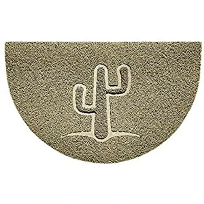 Image of Nicoman Embossed Halfmoon Half Circle Door Mat Dirt Trapper Jet Washable Doormat 70x44cm (Beige, CACTUS Shape) Use on Carpet ONLY