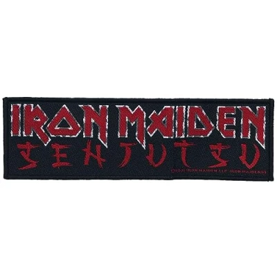 Image of Iron Maiden Super Strip Patch Senjutsu Logo Official Black One Size