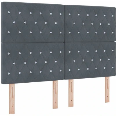 Image of vidaXL Box Spring Bed with Mattress Dark Grey 140x200 cm Velvet