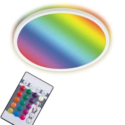 Image of Briloner Leuchten LED Panel, dimmable Light, Ceiling lamp, RGB, Colour, Backlight, incl. Remote Control, 22 watts, 2,700 lumens, 4,000 Kelvin, White, Ø 42cm