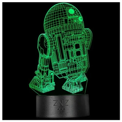 Image of 3D Lamp, ZNZ LED Illusion Night light, 16 Colors Changing 3 Model with Remote &amp; Smart Touch Decor Lamp Perfect Christmas and Birthday Gifts for Kids Men Women Star Wars Fans (5 R2D2)