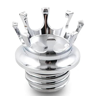 Image of APEBAZY Motorcycle Fuel Gas Tank Cap CNC Crown Oil Caps for Sportster XL1200 883 48 Softail Dyna FXD FLST Road King1996 2021 Silver