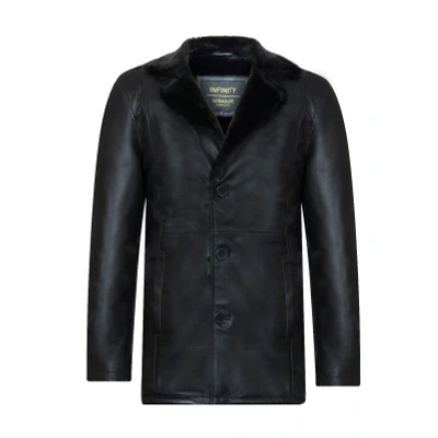 Image of Infinity Leather Mens Reefer Blazer Jacket Pablo Black Size Medium