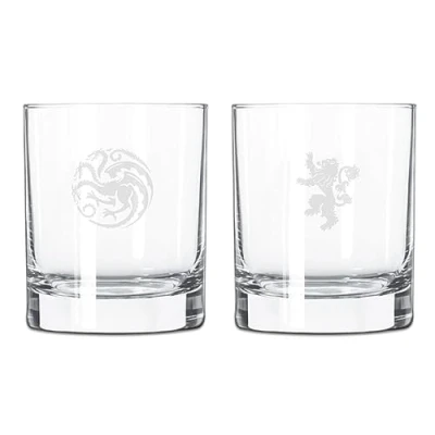 Image of Joytoy Game of Thrones Set 2 Engraved Whiskey Glasses in Gift Box
