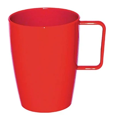 Image of Olympia Kristallon Polycarbonate Plastic Handled Beakers Set 284 ml (Pack of 12), Red, Unbreakable &amp; Shatterproof, Picnic Cups, Cold Hot Drinks up to 100C, Dishwasher Safe, CE289