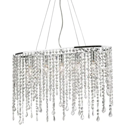 Image of Rain Clear 5 Light Large Ceiling Pendant Chrome, E14