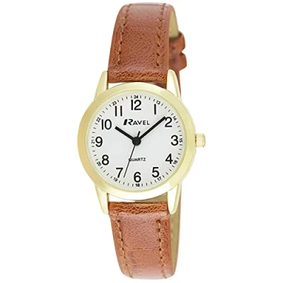 Image of Ravel Unisex Everyday Quartz Watch with Dotted Minute Track (36mm case) R0132.25.1 Brown/Gold Tone