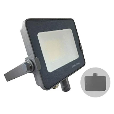 Image of G.W.S® Infinity 30W 2700 3000Lms, Grey Casing Outdoor IP65 Waterproof LED Floodlight with Photocell Dusk Till Dawn Sensor, Energy Saving Security Light, Tri Colour (3000K/4000K/6000K)