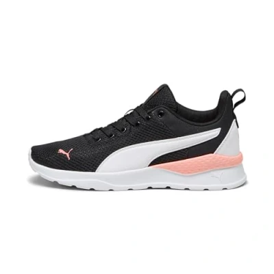Image of Puma Anzarun LITE Minimalist running shoes, Women&#039;s, Size: 3.5, Black/white/peach smoothie Textile/synthetics