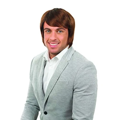 Image of Fun Shack Boy Band Mens Wig Brown, Brown Wig, Wigs Fancy Dress, Men, Short Men One Size