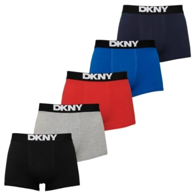 Image of Mens DKNY Trunks WALPI 5pk Black/Grey/Red/Blue
