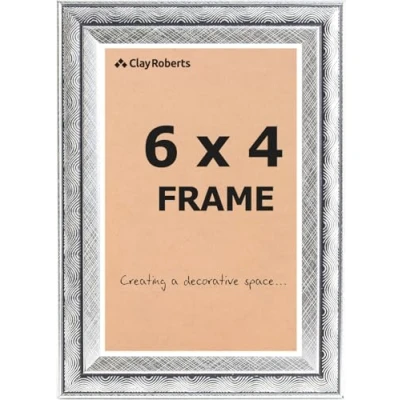 Image of Photo Picture Frame 6 x 4, Silver Swirl, Freestanding and Wall Mountable, 10 15 cm, 6x4 Frames, Frame, 4x6 Frames