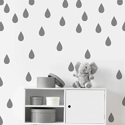 Image of 120 Raindrop Wall Art Sticker Set, Pattern Room Decor, Removable Vinyl Decal, (3cm)