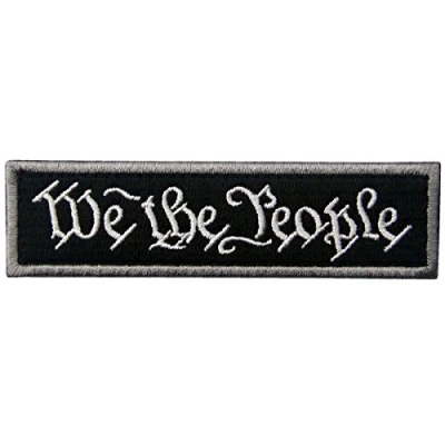 Image of We The People Tactical Embroidered Morale Applique Fastener Hook&amp;Loop Patch White &amp; Black