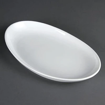 Image of Olympia French Deep Oval Service Plates 304X190mm Porcelain White 4pc