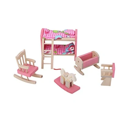 Image of 1:12 Mini Doll House Furniture Sets, Wooden Miniature Pretend Play Toy Simulation Life Scene Kitchen Bedroom Bathroom Playset for 3 4 5 Years Old Girls Boys Toddlers(