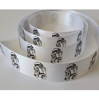 Image of R2 D2 Star Wars Ribbon 25mm Wide Satin Available in Various Lengths (10 Metres)