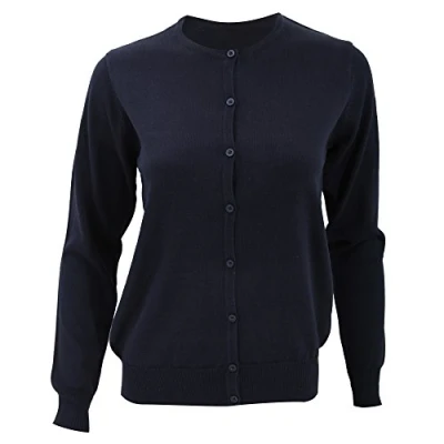 Image of Kustom Kit Womens Round Neck Cardigan/Ladies Knitwear (20) (Navy Blue)