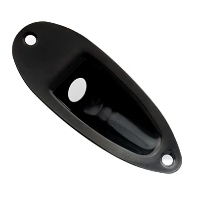 Image of Musiclily Pro 10mm Steel Boat Shape Jack Ferrule Plate for Strat Style Electric Guitar, Black