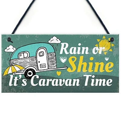 Image of RED OCEAN Funny Caravan Sign Time Novelty Hanging Door Wall Plaque Friendship Gift