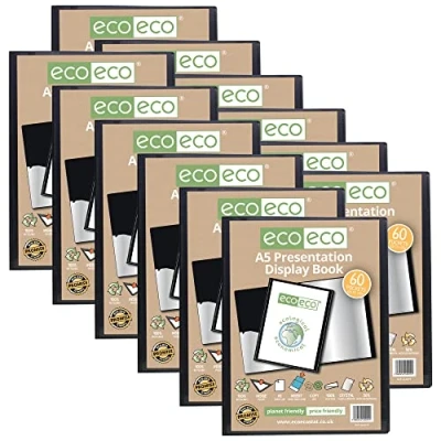 Image of eco A5 50% Recycled 60 Pocket Presentation Display Book Folder (Pack of 12)