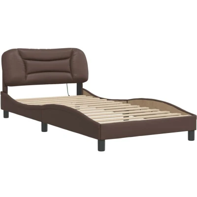 Image of vidaXL Bed Frame with LED without Mattress &quot;Hvar&quot; Brown 100x200 cm