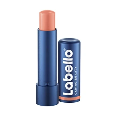 Image of Labello Caring Beauty Nude (5.5ml) Coloured Lip Balm with Vitamin E, Shea Butter and Almond Oil Moisturising for a Radiant Finish