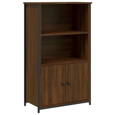 Image of vidaXL Brown Oak Highboard Stylish Engineered Wood Cabinet with Metal Frame for Living Room Spacious Storage and Sturdy Top Shelf